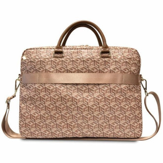 Taška Guess GCube Stripes na 16&quot; notebook - hnědá