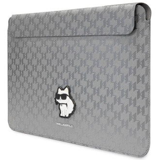 Pouzdro Karl Lagerfeld Saffiano Monogram Choupette pro 14&quot; notebook - stříbrné