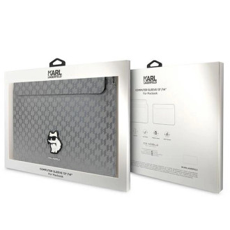 Pouzdro Karl Lagerfeld Saffiano Monogram Choupette pro 14&quot; notebook - stříbrné