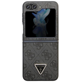 Guess GUHCZF5P4TDPK F731 Z Flip5 pouzdro - černé kožené 4G diamantový trojúhelník