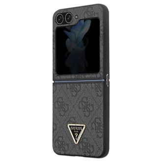 Guess GUHCZF5P4TDPK F731 Z Flip5 pouzdro - černé kožené 4G diamantový trojúhelník