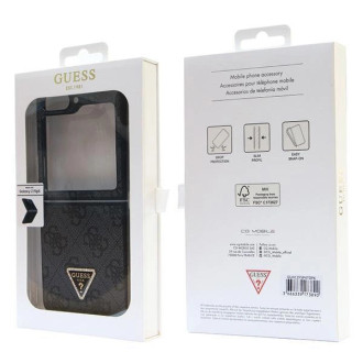 Guess GUHCZF5P4TDPK F731 Z Flip5 pouzdro - černé kožené 4G diamantový trojúhelník