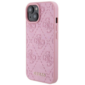 Guess GUHCP15SP4EPMP iPhone 15 6,1&quot; růžové/růžové pevné pouzdro Leather 4G Razed