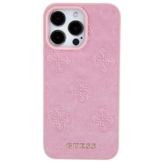 Guess GUHCP15SP4EPMP iPhone 15 6,1&quot; růžové/růžové pevné pouzdro Leather 4G Razed