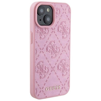 Guess GUHCP15SP4EPMP iPhone 15 6,1&quot; růžové/růžové pevné pouzdro Leather 4G Razed