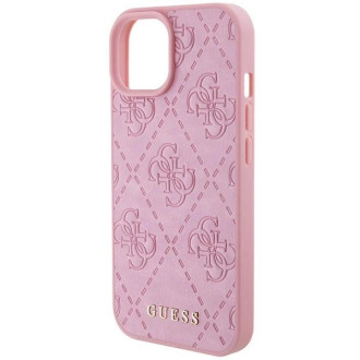 Guess GUHCP15SP4EPMP iPhone 15 6,1&quot; růžové/růžové pevné pouzdro Leather 4G Razed