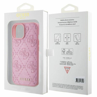 Guess GUHCP15SP4EPMP iPhone 15 6,1&quot; růžové/růžové pevné pouzdro Leather 4G Razed