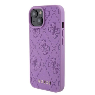 Guess GUHCP15SP4EPMU iPhone 15 6,1&quot; fialový/světle fialový pevný obal Kožený 4G vyražený