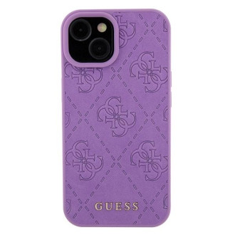 Guess GUHCP15SP4EPMU iPhone 15 6,1&quot; fialový/světle fialový pevný obal Kožený 4G vyražený