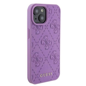 Guess GUHCP15SP4EPMU iPhone 15 6,1&quot; fialový/světle fialový pevný obal Kožený 4G vyražený