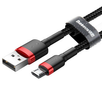 Baseus Cafule Cable odolný nylonový kabel USB / micro USB QC3.0 2.4A 1M černo-červený (CAMKLF-B91)