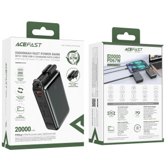 Powerbanka Acefast M4 PD 67W 20000mAh s vestavěným kabelem - černá