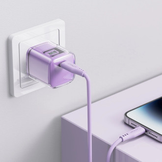 Acefast A53 PD 30W GaN USB-C nabíječka s displejem - fialová