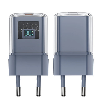 Acefast A53 PD 30W GaN USB-C nabíječka s displejem - šedá