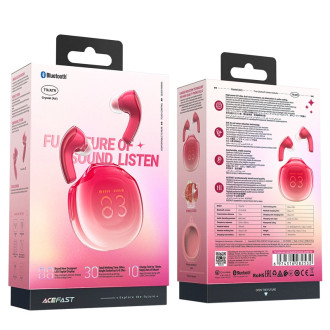 Bezdrátová sluchátka do uší Acefast T9 Bluetooth 5.3 - červená