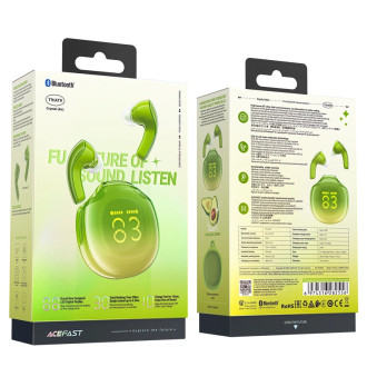 Bezdrátová sluchátka do uší Acefast T9 Bluetooth 5.3 – zelená