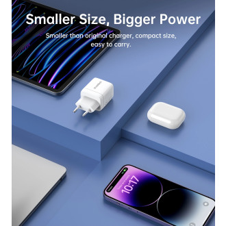 Choetech PD6052 USB-C USB-A PD 35W GaN nástěnná nabíječka s displejem - bílá