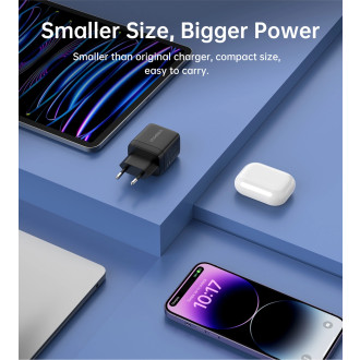 Choetech PD6052 USB-C USB-A PD 35W GaN nástěnná nabíječka s displejem - černá