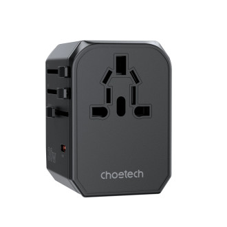 Choetech PD6041 USB-C USB-A PD 30W cestovní nabíječka se 4 zástrčkami US EU UK AU – černá