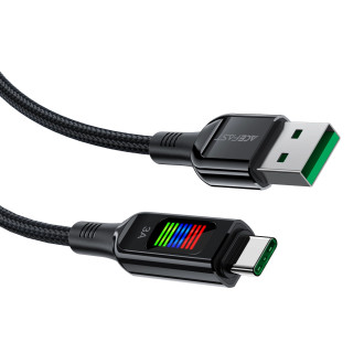 Acefast C7-04 USB-A USB-C 60W 1,2m kabel s displejem - černý