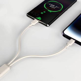 Dudao L7SF 2v1 kabel USB-C - USB-C / Lightning 100W 1,2m - béžový