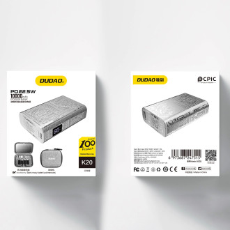 Dudao K20 USB-A / USB-C Powerbanka 10000mAh 22,5W - stříbrná