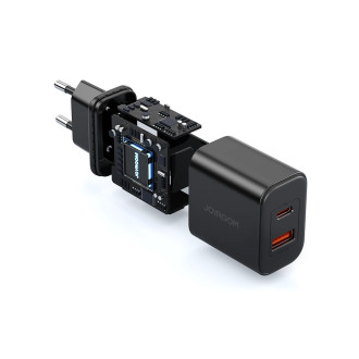 EU Joyroom JR-TCF05 20W USB-A USB-C nabíječka + USB-C kabel - černý