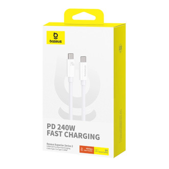 Baseus CB000068 USB-C - USB-C kabel 240W PD 8K 60Hz 1m - bílý