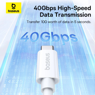 Baseus CB000068 USB-C - USB-C kabel 240W PD 8K 60Hz 1m - bílý