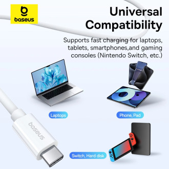 Baseus CB000068 USB-C - USB-C kabel 240W PD 8K 60Hz 1m - bílý