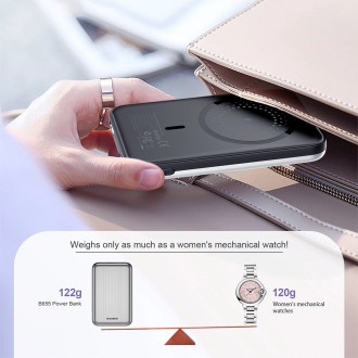 Choetech B655 mini bezdrátová magnetická powerbanka 5000mAh - stříbrná