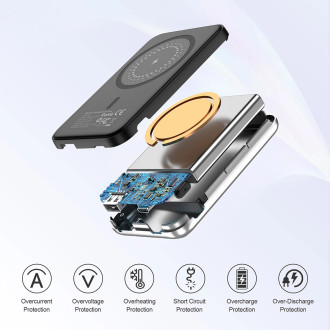 Choetech B655 mini bezdrátová magnetická powerbanka 5000mAh - stříbrná