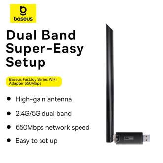 Baseus BS-OH173 650Mb/s 5 GHz USB síťová karta - černá