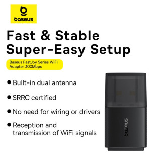 Baseus BS-OH169 300Mb/s USB síťová karta - černá