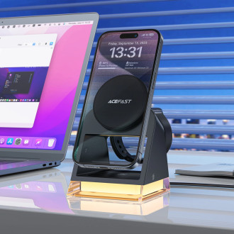 Acefast E17 MagSafe 3v1 indukční nabíječka + USB-A USB-C kabel - černý