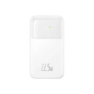 Powerbanka Baseus Comet Series s displejem 10000mAh 22,5W - bílá + USB-A - USB-C 0,3m kabel - bílá