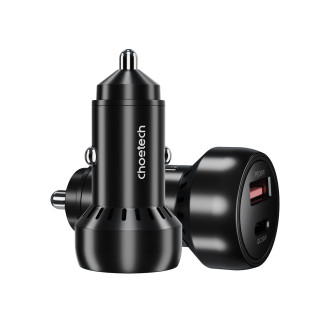 Choetech TC0014 USB-C USB-A PD 60W autonabíječka s LED podsvícením - černá