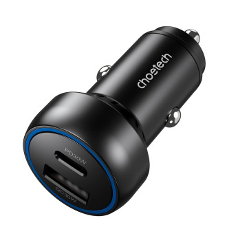 Choetech TC0014 USB-C USB-A PD 60W autonabíječka s LED podsvícením - černá