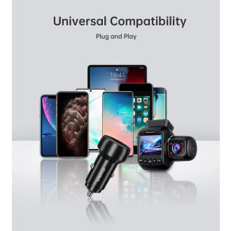Choetech TC0014 USB-C USB-A PD 60W autonabíječka s LED podsvícením - černá