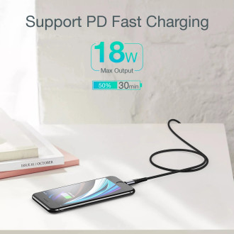 USB-C - Lightning Choetech IP0042 MFi kabel 480Mb/s 3A 3m - černý