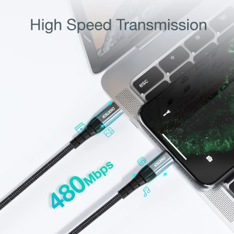 USB-C - Lightning Choetech IP0042 MFi kabel 480Mb/s 3A 3m - černý