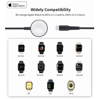 Choetech T319 MFI 5W bezdrátová nabíječka pro Apple Watch + USB-C kabel - černá