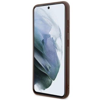 Guess GUHCS23FE4GMGBR S23 FE S711 hnědé/hnědé pevné pouzdro 4G Big Metal Logo