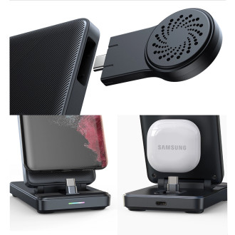 Joyroom JR-WQS01 Samsung Galaxy USB-C 4v1 nabíjecí stanice skládací - černá