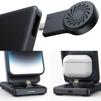 Joyroom JR-WQS02 iPhone AirPods Apple Watch 4v1 nabíjecí stanice skládací – černá