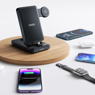 Joyroom JR-WQS02 iPhone AirPods Apple Watch 4v1 nabíjecí stanice skládací – černá
