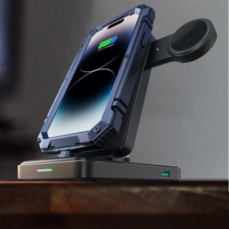 Joyroom JR-WQS02 iPhone AirPods Apple Watch 4v1 nabíjecí stanice skládací – černá