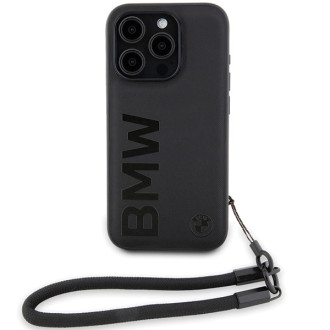 Pouzdro BMW Signature Leather Wordmark Cord pro iPhone 15 Pro - černé