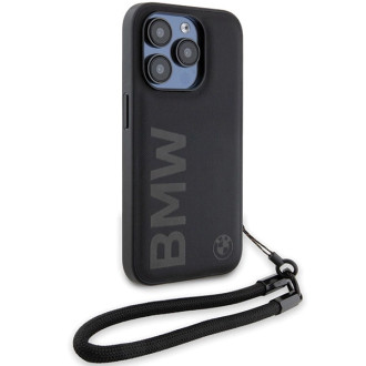 Pouzdro BMW Signature Leather Wordmark Cord pro iPhone 15 Pro - černé