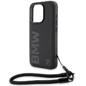 Pouzdro BMW Signature Leather Wordmark Cord pro iPhone 15 Pro - černé